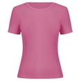 thumbnail image 4 of ITSAME Girls T-Shirt, Crewneck Short Sleeve Ribbed Knit Summer Fashion Casual Pullover Tops Pink Size 11-12T, 4 of 4