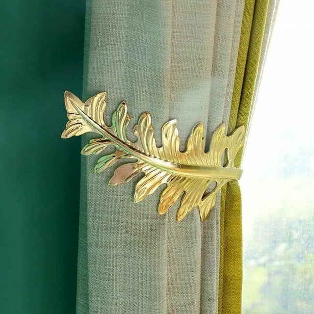 Sujetadores de cortina decorativos, forma de hoja única, estilo europeo para un toque elegante en la decoración del hogar, construcción duradera de aleación de zinc que garantiza la longevidad, fácil