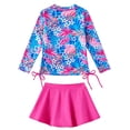 thumbnail image 3 of Lanbubble Girls Swimsuit Rash Guard Set 2 Piece Long Sleeve Bathing Suit Swim Skirt with Shorts 3-10 Years, 3 of 10