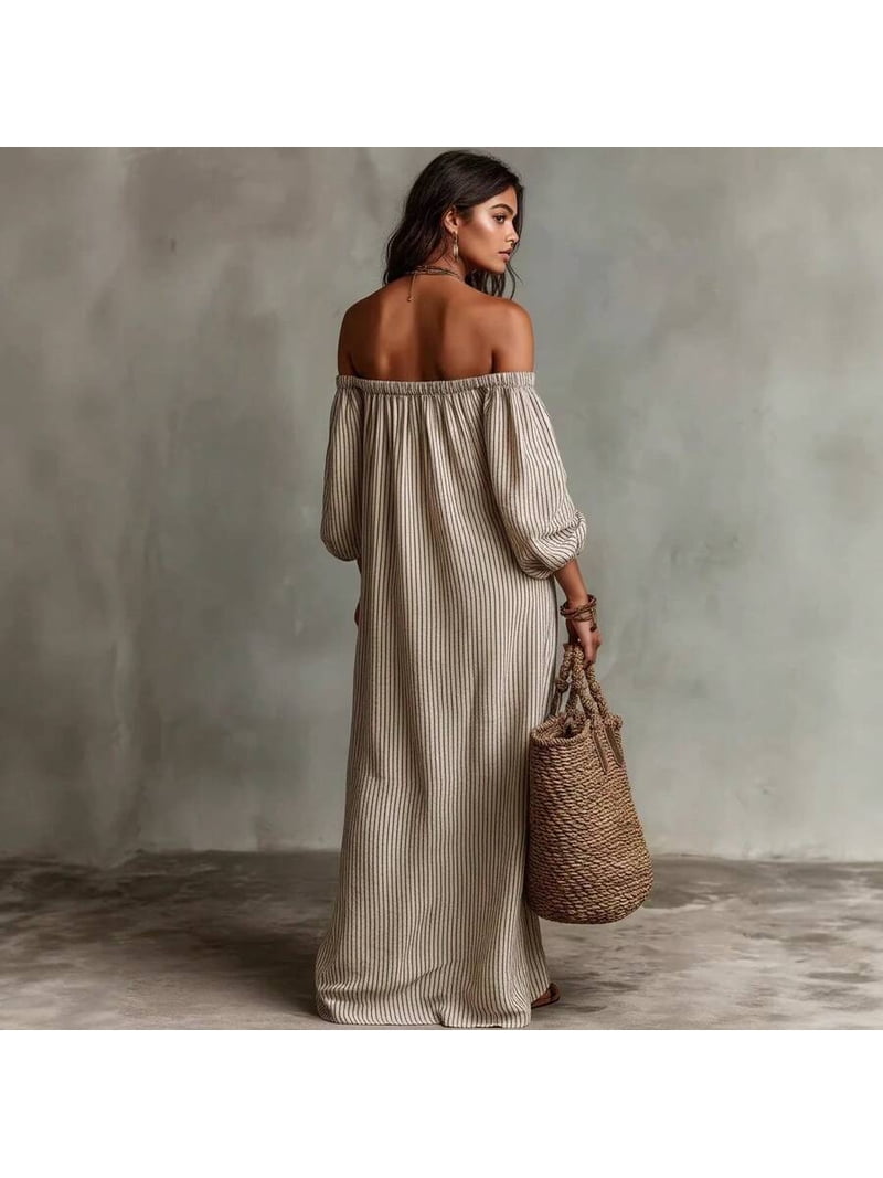 off the shoulder linen maxi dress Off-shoulder Dress-long Linen Maxi Dress-lavender Linen Dresses for Women