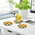 thumbnail image 7 of Golden Yellow Sunflowers Drinks Coasters, Non-Scratch Cork Base Round Cups Mats for for Wooden Coffee Table, Cool Housewarming Gift for Home Decor, 7 of 7
