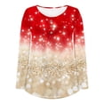 thumbnail image 3 of MHFRRA Blusa Holgada Informal de Manga Larga con Botones y Volantes con Estampado Brillante para Mujer de Primavera Rojo, 3 of 3