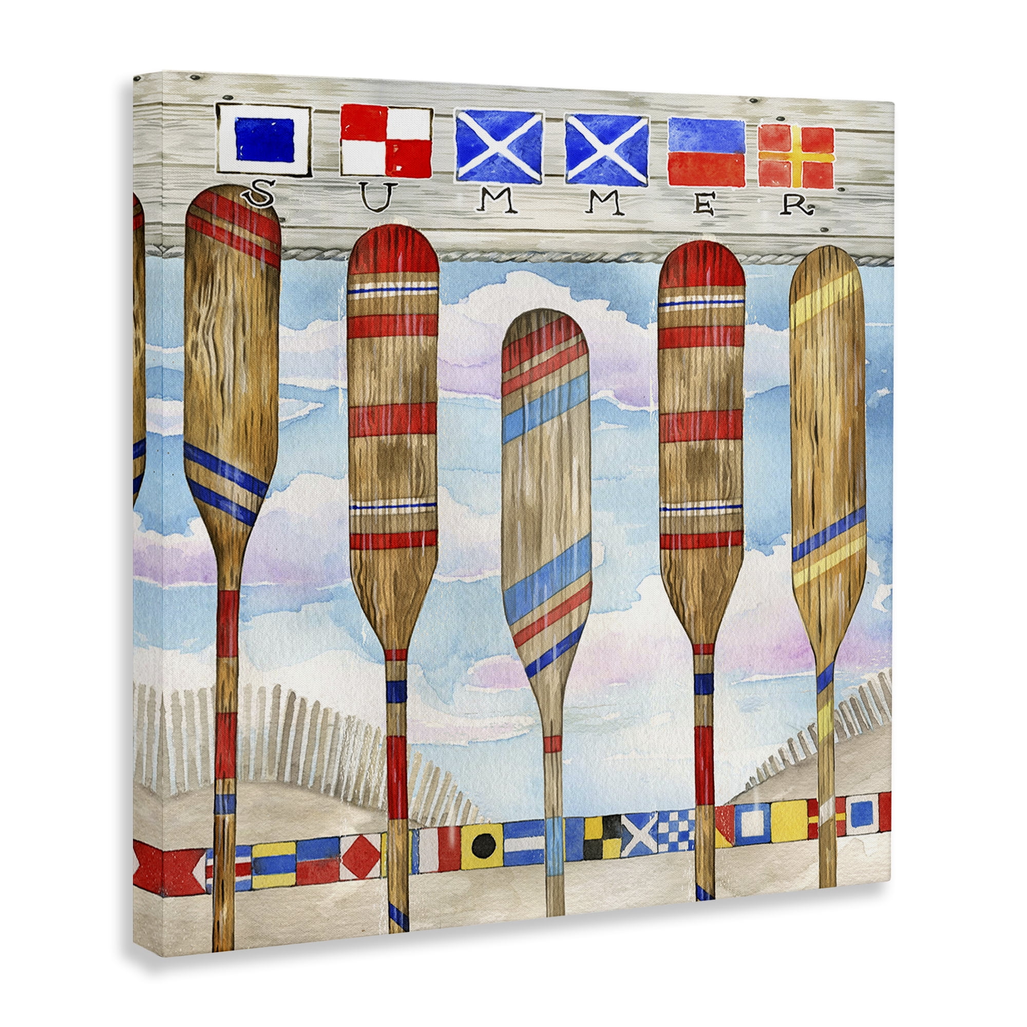 Stupell Industries Maritime Summer Paddles Nautical & Beach Painting Wrapped Canvas Art Print Wall Art, 36 x 36