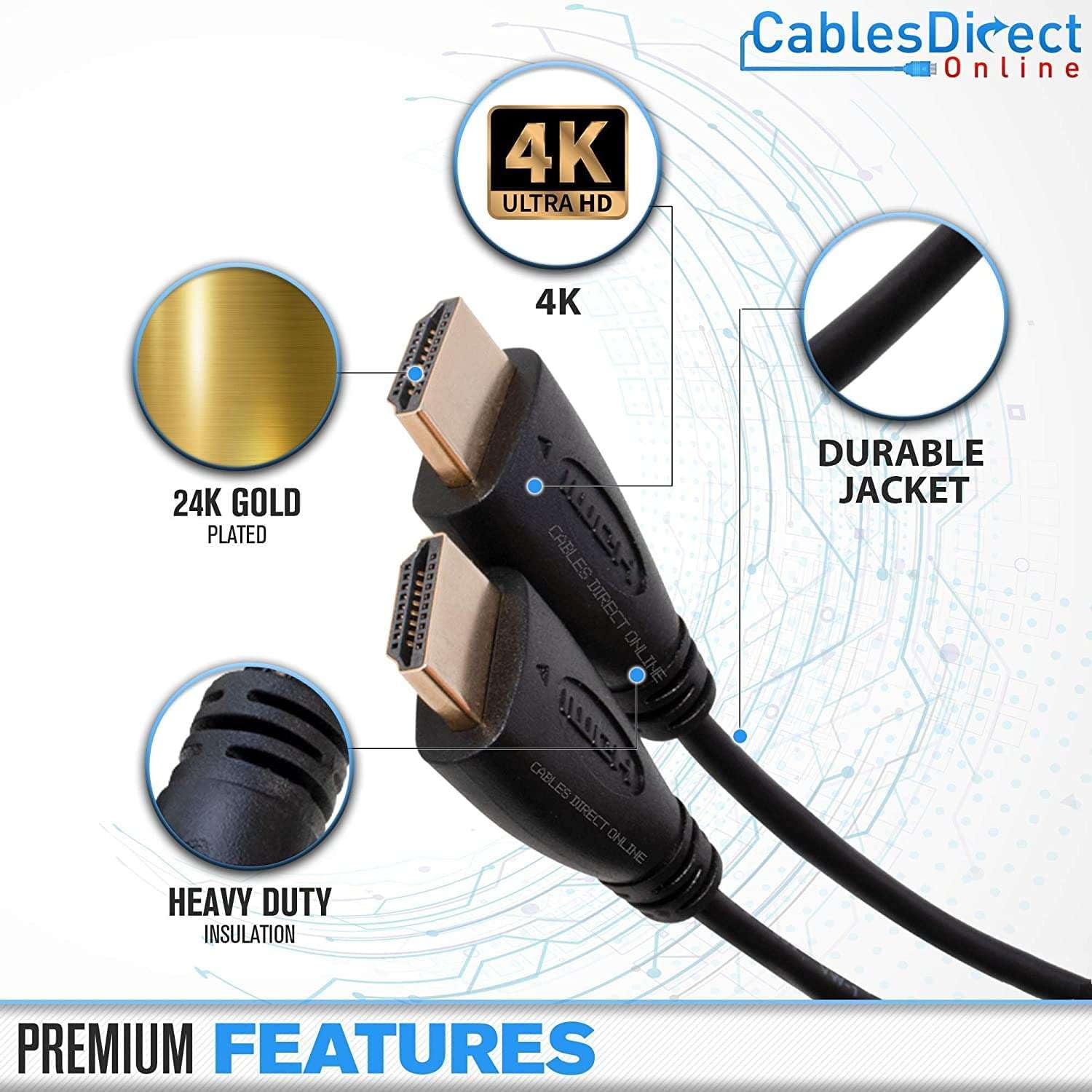 HDMI Cable High Speed 30 ft 4K UHD HDR Ethernet Compatible for TV, Monitor, Gaming, Cables Direct Online