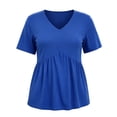 thumbnail image 3 of OGLCCG Plus Size Tops for Women Casual Oversized Tshirts for Women Loose Fit V Neck Babydoll Top Summer Basic Tees L-5XL, 3 of 6