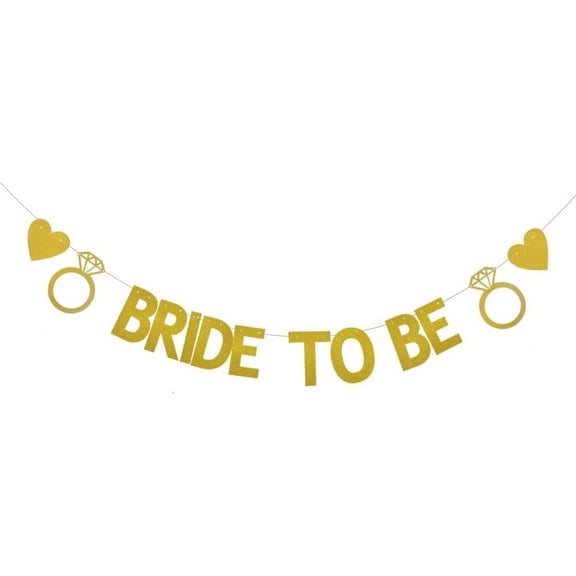 Gold Glitter Bride To Be Banner for Bachelorette Party Decorations Supplies,Hen Night Party Decorations Supplies,Wedding Engagement Party,Pre-Strung,Gold,Bride To Be