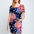 thumbnail image 2 of Taqqpue Robe de Maternité pour Femmes à Manches Courtes, Col Rond, Moulante, Invitée de Mariage, Grossesse, Imprimée, Ajustée, Extensible, Vêtements de Maternité, Été, Bohème, Séance Photo de Baby Shower, 2 of 6