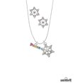 thumbnail image 2 of Delight Jewelry Rainbow Colored ''Peace'' Silver tone Snowflake Charm Necklace and Stud Earrings, 2 of 4