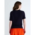 thumbnail image 3 of Free Assembly Women's and Women's Plus Roll Neck Cotton Sweater with Short Sleeves, Sizes XS-4X, 3 of 6