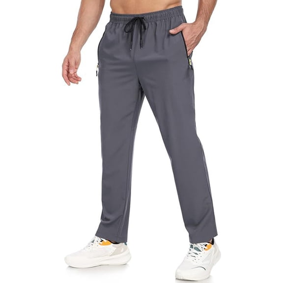 VV AVEORS Mens Athletic Pants Lighteight Quick Dry Hiking Pants Drawstring Athletic Outdoor Workout Sweatpants With Pockets Dark Gray 3XL
