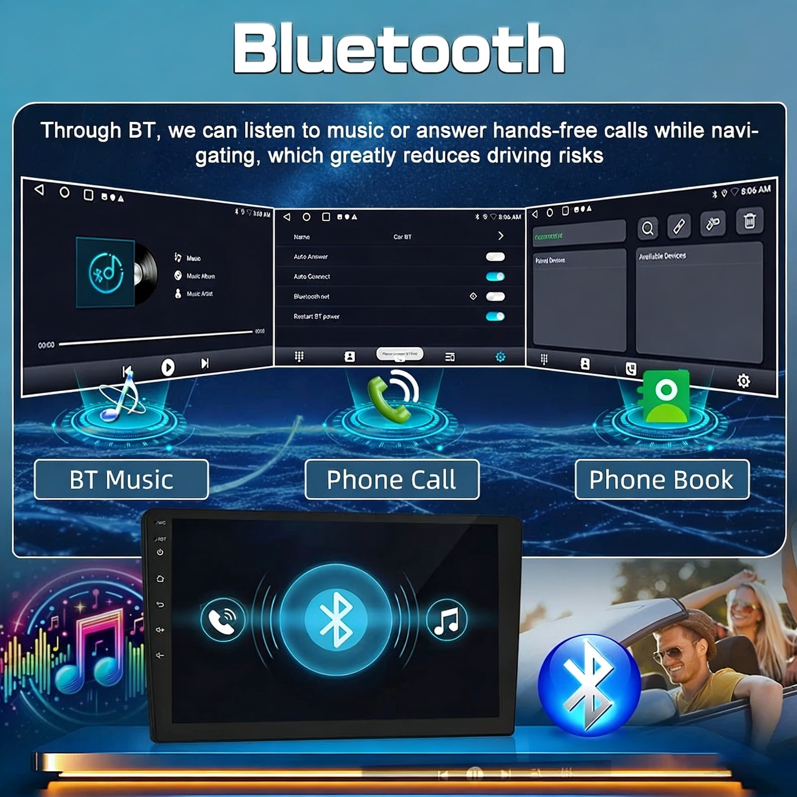 Dexico Android 13 Car Player 7" Screen RDS Radio Bluetooth 5.1 Music WiFi Wired and Wireless with Carplay/Android Auto Steering Wheel Control Driving Recorder DAB GPS Navi Head Unit 2+64GB