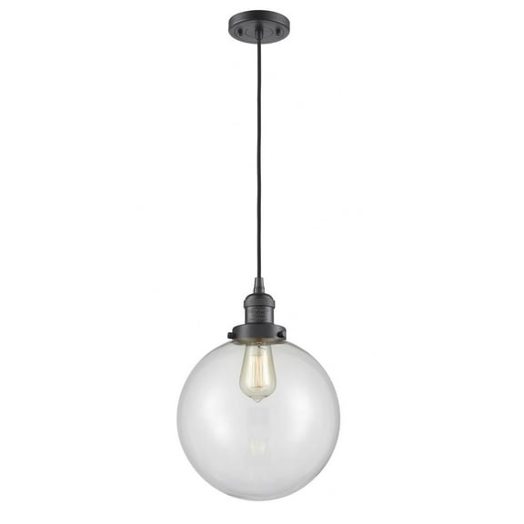 201C-OB-G202-10-Innovations Lighting-Beacon - 1 Light Cord Hung Mini Pendant In Industrial Style-13 Inches Tall and 10 Inches Wide-Oil Rubbed Bronze