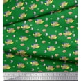 thumbnail image 3 of Soimoi Green Japan Crepe Satin Fabric Fish & Shells Ocean Print Fabric by Yard 42 Inch Wide, 3 of 3