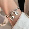 thumbnail image 2 of K-KED Vintage 925 Sterling Silver Heart Pendant Chain Bracelet Stylish Bangle, 2 of 6