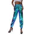 thumbnail image 2 of 1 pantalón largo de estilo hip hop callejero, brillante, para ocio, deportivo, para mujer, elegante, holgado, transpirable, para niña y mujer., 2 of 6