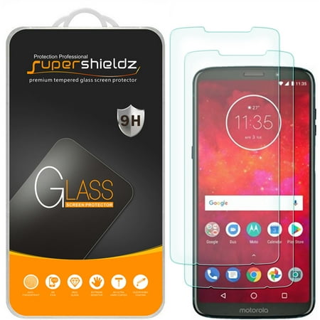 [2-Pack] Supershieldz for Motorola Moto Z3 Play/Moto Z3 Tempered Glass Screen Protector, Anti-Scratch, Anti-Fingerprint, Bubble
