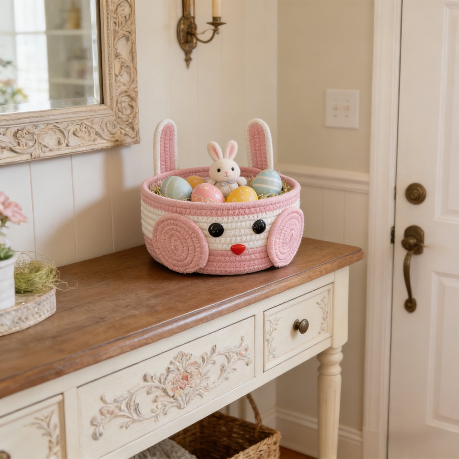 Lunxisen 4 Pcs Easter Storage Basket Handwoven Rabbit Design Holiday Decorative Home Organization Baskets