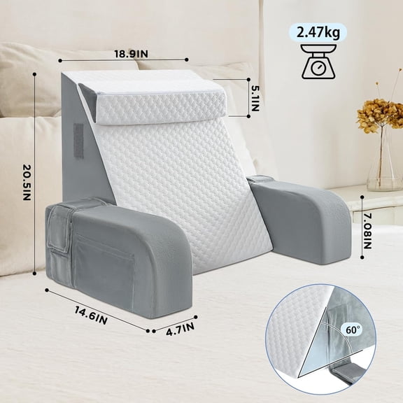 Reading Pillow for Sitting in Bed Adult - Back Pillow for Bed Sitting up, Backrest Support Pillow for Lounging/Reading/Gaming/Resting/Watching TV, Bedrest, White