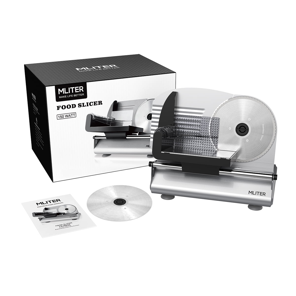 Mliter Electric Food Slicer Precision 7.5Inch Stainless Steel Blade