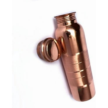 RATAN ENTERPRISES Pure Copper Silver line water bottle with Lid 900 ML