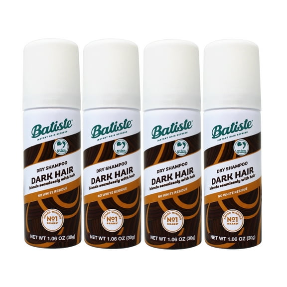 4 Pack - Batiste Dry Shampoo, Divine Dark, Mini Travel Size Spray 1.6 Oz Each
