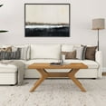 thumbnail image 2 of Plank+Beam Solid Wood Cross Leg Rectangular Coffee Table, 40" Coffee Table for Living Room. Pecan, 2 of 8