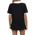 thumbnail image 2 of Women Polo Shirts Short Sleeve U Neck Shirt Summer Basic Tee Dressy Casual Loose Work Blouse Color Block Tunic Tshirt, 2 of 4