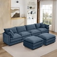 thumbnail image 3 of 130.7 " Modular Sectional Sofa, U Shaped  Chenille Couch Set for Living Room, , Blue 4-Seater Comfy Cloud Couches with Movable Ottoman, 3 of 9
