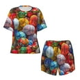 thumbnail image 2 of Yiaed Easter Eggs Print Short Sleeve Pajama Sets for Women Casual Crew Neck 2 Piece Lounge Sets Women's Short-Sleeved Pajama-Medium, 2 of 5