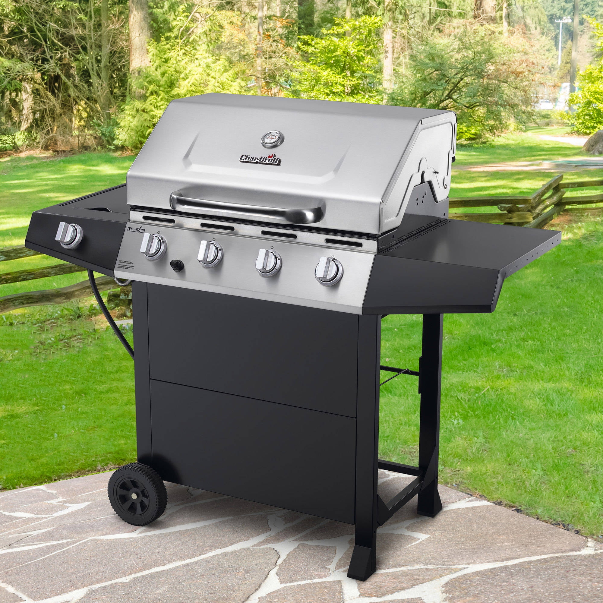 Char Broil 4 Burner Gas Grill Stainless Steel Black Walmart