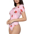 thumbnail image 2 of Fotbe Strawberry Floral Women's Crew Neck Short Sleeves Bodysuit Tops Round Neck Slim Sleeveless Soft Comfortable Basic-Large, 2 of 9