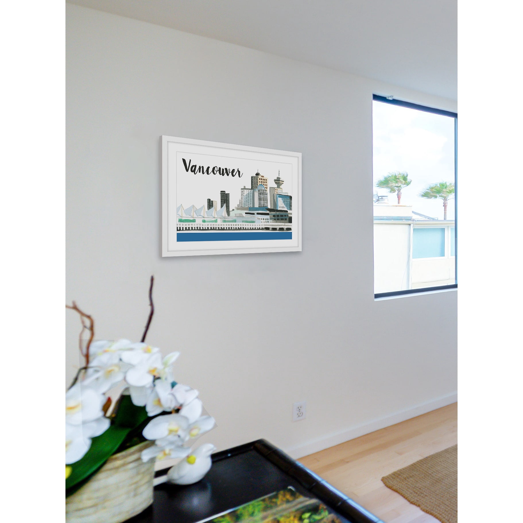 Marmont Hill "Vancouver Skyline" By Molly Rosner Framed Painting Art Print, 45.0" x 1.5"