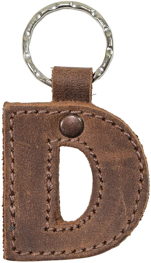 Bourbon Brown Thick Leather Alphabet Letter Keychains Handmade by Hide & Drink 