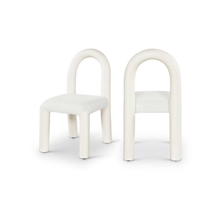 Meridian Furniture Amari Cream Vegan Leather and Boucle Fabric Dining Chair, Set of 2