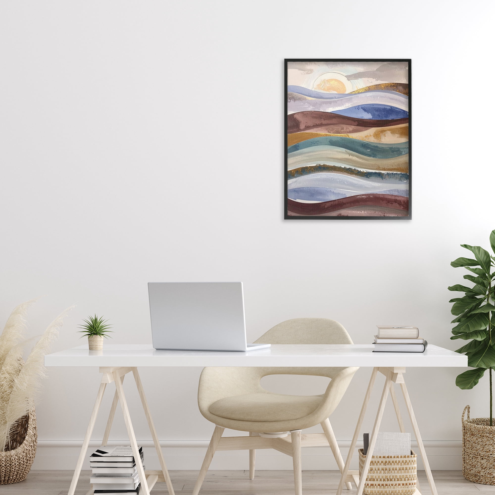 Stupell Industries Layered Ocean Flow Black Framed Giclee Art, design by Alonza Saunders