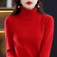 thumbnail image 5 of Suéter de mujer 2023 Otoño Invierno Cachemira Cuello alto Prendas de punto cálidas Camisa de fondo sólida informal Suéter de punto de moda, 5 of 5