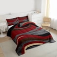 thumbnail image 3 of Homewish Geometric Lines Print Bedding Comforter Set,Stripes Pattern Twin Comforter Sets,Red Gray Black Bedding Set For Teens,Luxury Bedroom Decor Reversible,2 Pieces, 3 of 8