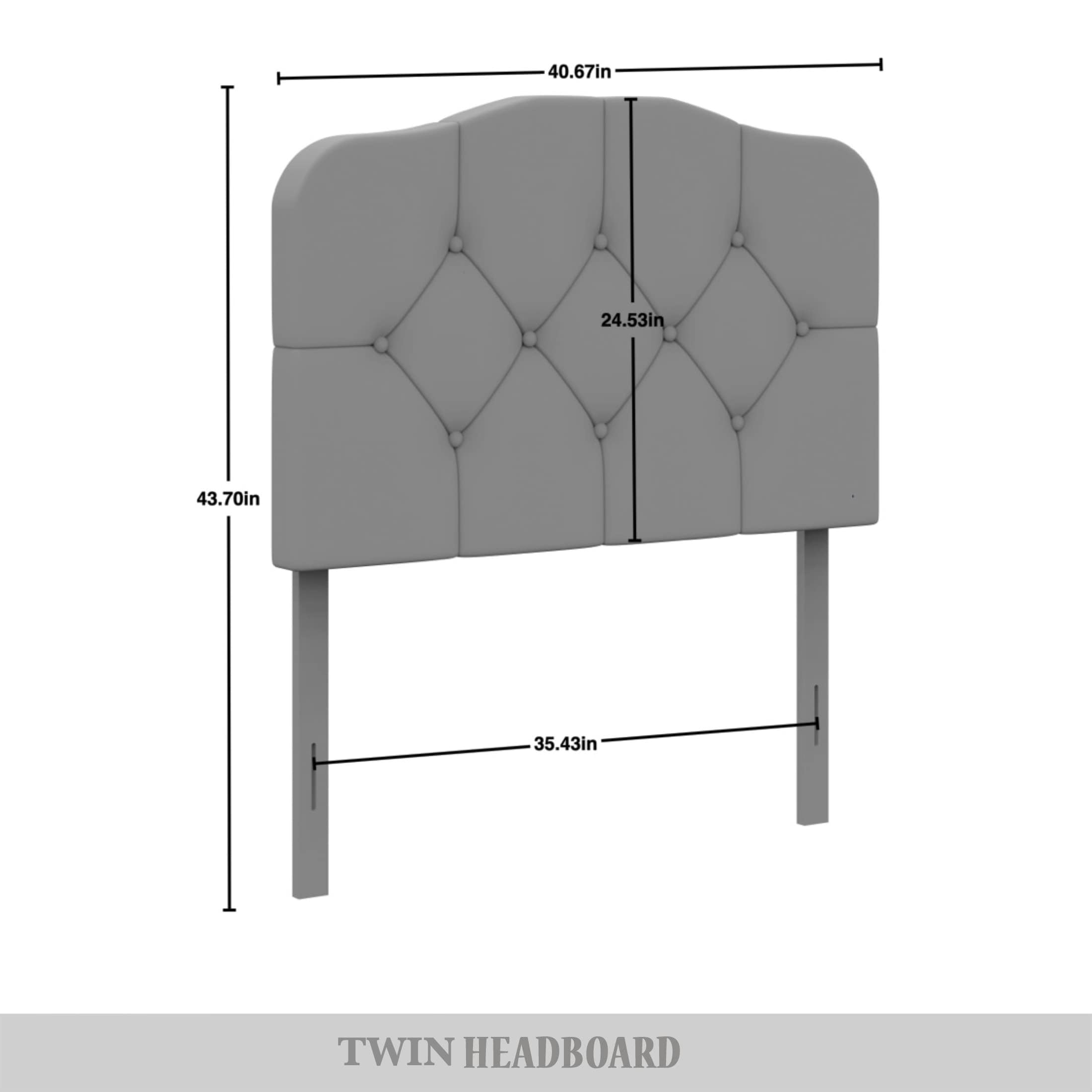 Castle Place Modern Button-Tufted Linen Twin Upholstered Headboard, Light Grey