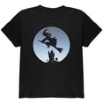 thumbnail image 1 of Halloween Witch Riding Broomstick Full Moon Youth T Shirt, 1 of 1