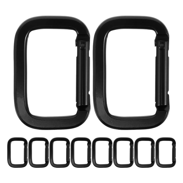10pcs Heavy Duty Black Carabiner Clip Metal Keychain Buckle For Climbing Hiking Camping Secure Clips For Gear And Accessories
