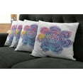 thumbnail image 5 of Ambesonne Leaf Throw Pillow Cover 4 Pack, Vivid Colored Lotus, 18", Earth Yellow Violet Blue, 5 of 5