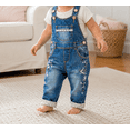 thumbnail image 3 of KIDSCOOL Toddler Kids Denim Overalls Baby Embroidered Washed Jean Romper,Blue,2-3 Years, 3 of 7