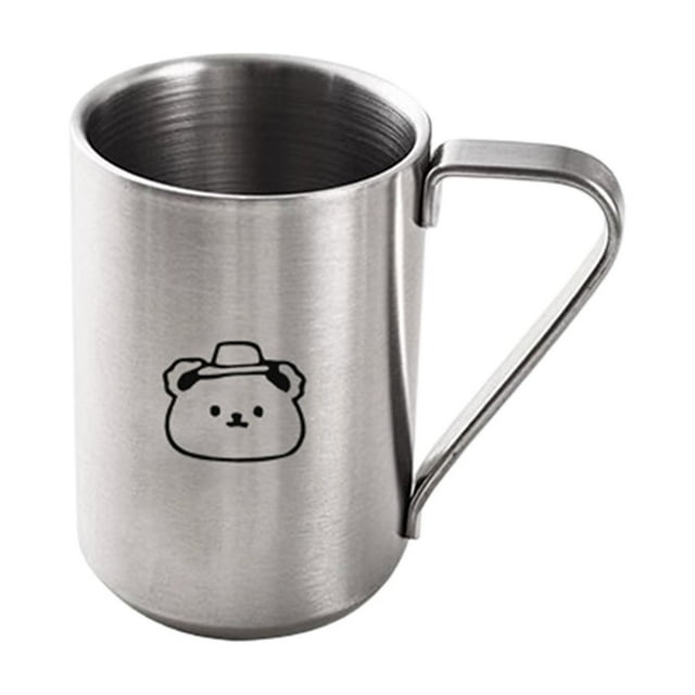 Pisexur Batería de cocina Taza de café de acero inoxidable de doble pared de 300 ml para niños, a prueba de caídas y con asa, ideal para la oficina. para la cocina del hogar