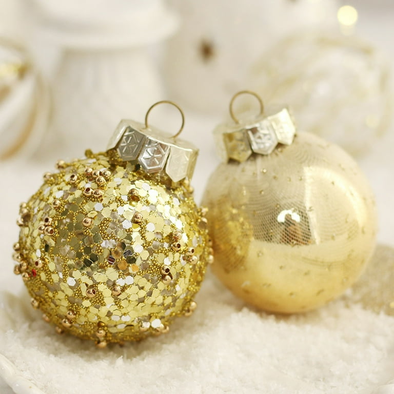 Joybuy Glitter Christmas Tree Ornaments, Gold Silver Xmas Party