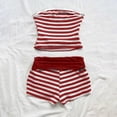 thumbnail image 4 of Stichou 2 Piece Shorts Sets for Women Strapless Striped Tube Crop Tops and High Wasited Shorts 2026 Summer Birthday Outfits Red XL, 4 of 6
