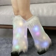 thumbnail image 3 of dianhelloya 1 Pair Faux Fur Leg Warmers with Light Women Stage Performance High Tube Plush Socks for Party White, 3 of 7