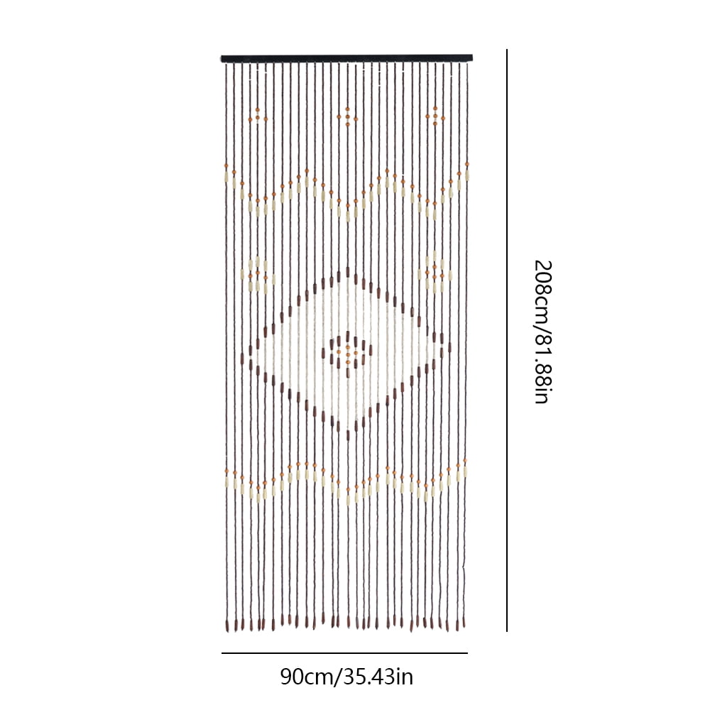 Retro Wooden Door Curtain, Natural Bamboo Beaded String Hanging Doorway Divider 35*82"  Brown Sheer Curtain for Door Window