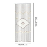 Retro Wooden Door Curtain, Natural Bamboo Beaded String Hanging Doorway Divider 35*82 Brown Sheer Curtain for Door Window