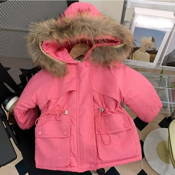 LFEOOST Toddler Boy Winter Coat Toddler Kids Baby Boy Girl Winter Hooded 3d Ear Snowsuit Parka Windproof Overcoat Outerwear (Hot Pink, 4 Years)