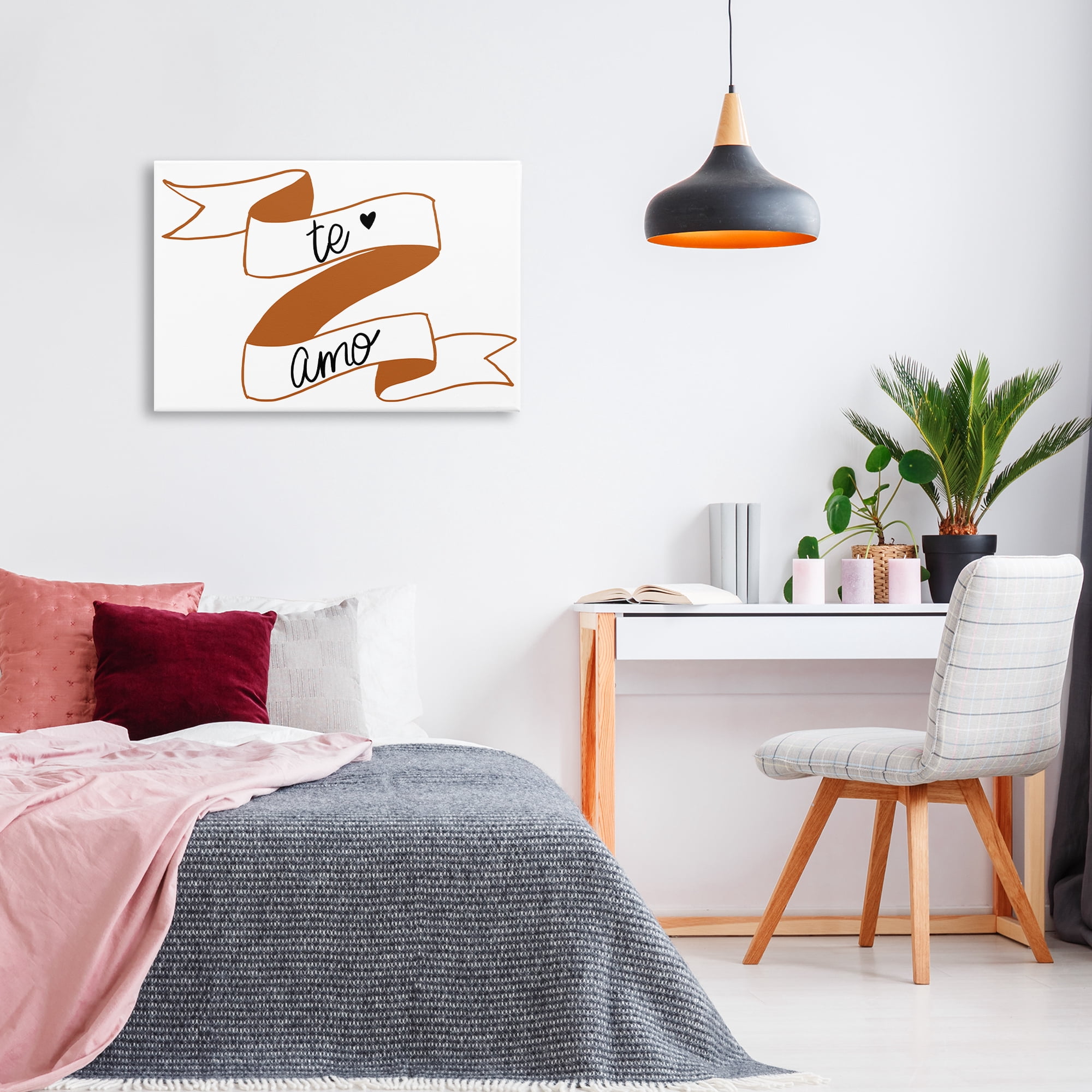 Stupell Industries Te Amo con Cinta Inspirational Quotes & Sayings Painting Wrapped Canvas Art Print Wall Art, 30 x 20